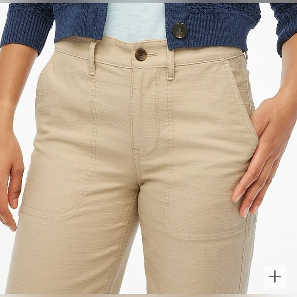 J. Crew Cotton Camp Pants Mid Rise Classic Fit Size 10 Light Khaki Tan
